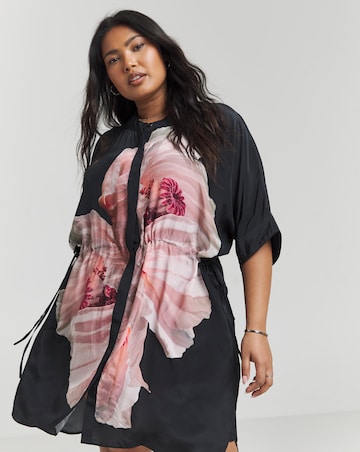 Religion Hidden Pink Floral Drawstring Waist Tunic