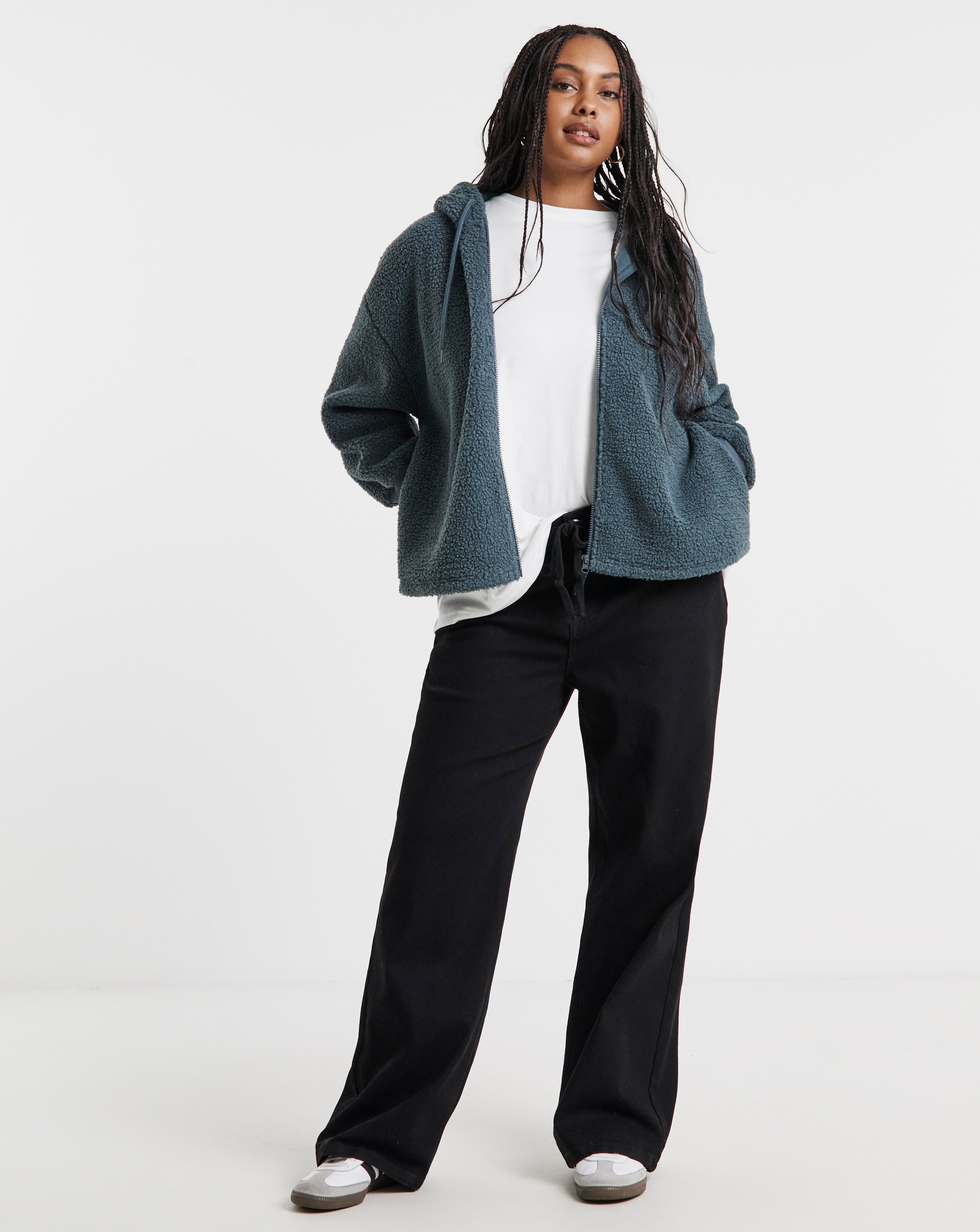 Charcoal Grey Borg Zip Through | Simply Be