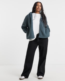 Charcoal Grey Borg Zip Through