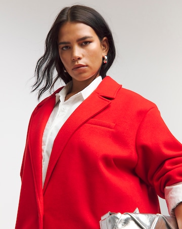 Red Faux Wool Maxi Coat