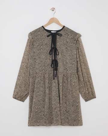 Printed Bow Front Georgette Skater Dress