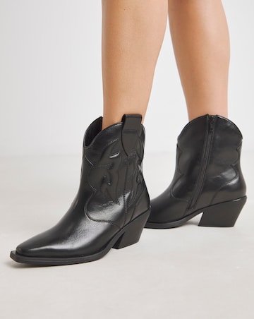 Angelique Embroidered Leather Ankle Western Boots - Extra Wide Fit (EEE)