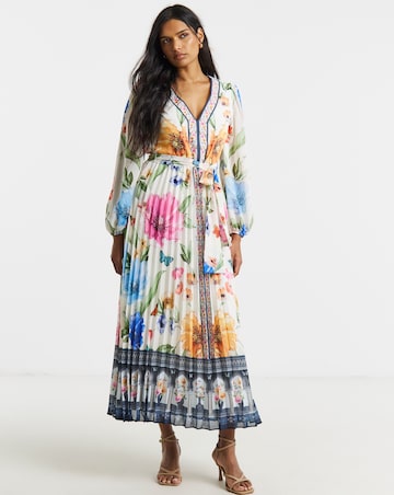 Joanna Hope Pleated Floral Maxi Dress