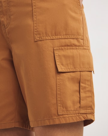Camel Cargo Longer Length Utility Short