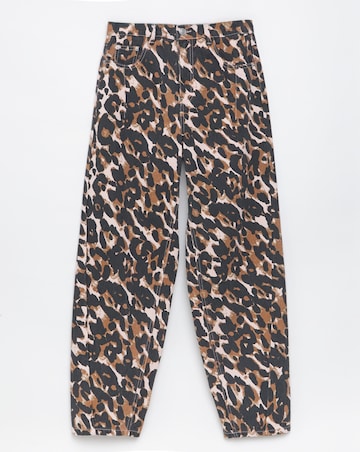 Simply Be Leopard Print Barrel Jeans