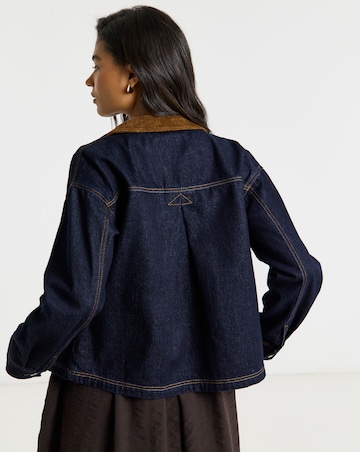 Indigo Cord Collar Denim Barn Jacket