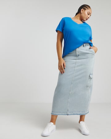 Cobalt Longline Side Split T-Shirt