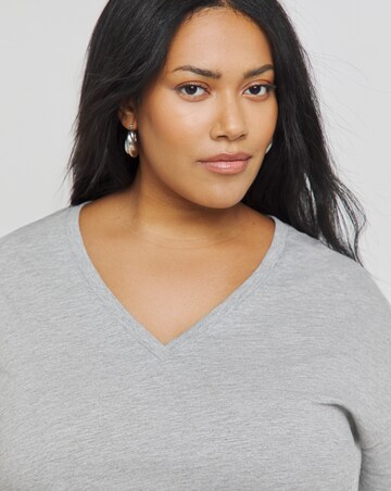 Grey Marl Slub V Neck T-Shirt