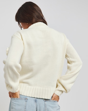 Lovedrobe Cream Floral Applique Jumper