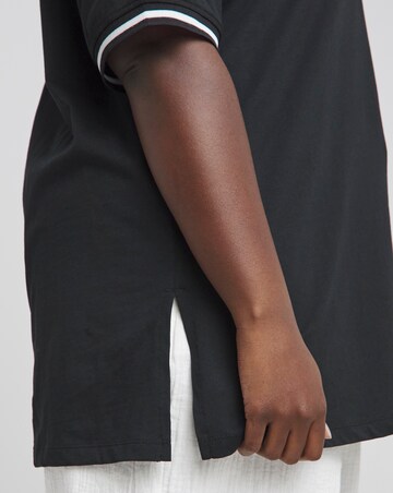 Black & White Sports Trim Crew Neck Side Split T-Shirt