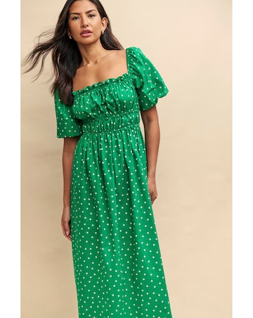 Nobody's Child Green Polka Dot Midi Dress