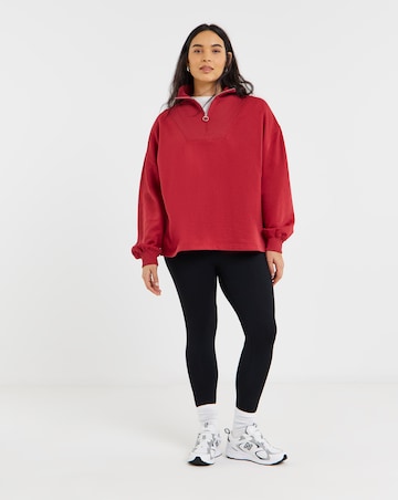 Red 1/4 Zip Sweatshirt with Rib Panel