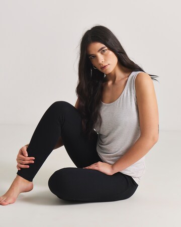 Pretty Secrets (2 Pack) Thermal Vest Tops Black/Oatmeal