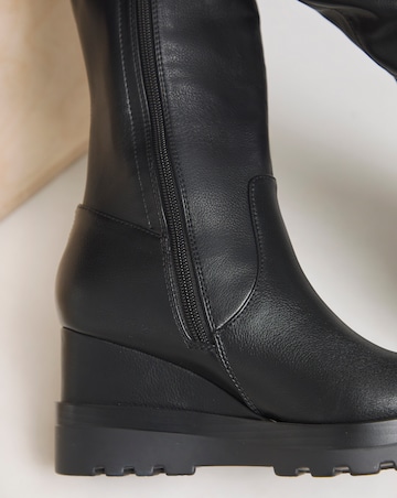 Leyner Stretch Wedge Boots Extra Wide EEE Fit Super Curvy Calf