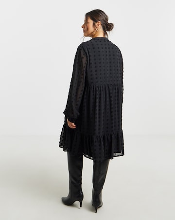Simply Be Black Dobby Smock Dress