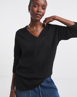 Cosy Yarn Black V-Neck Tunic