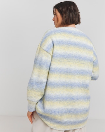 Blue and Yellow Space Dye Ombre Cardigan
