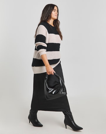 Simply Be Monochrome Stripe Fluffy Jumper