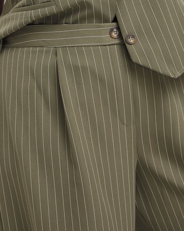 Khaki Pinstripe Wide Leg Trouser