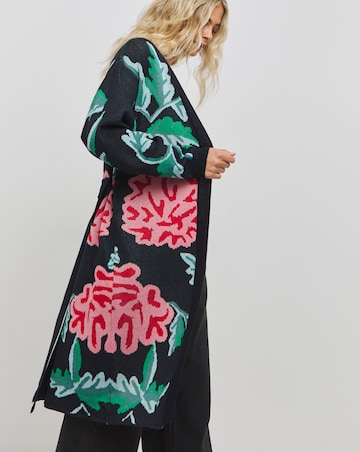 Hope & Ivy Vintage Rose Belted Coatigan