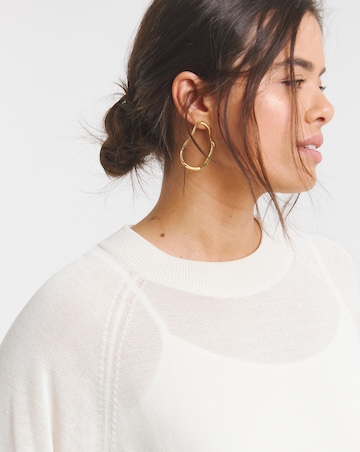 Simply Be vory Short Sleeve Boxy Knitted Jumper