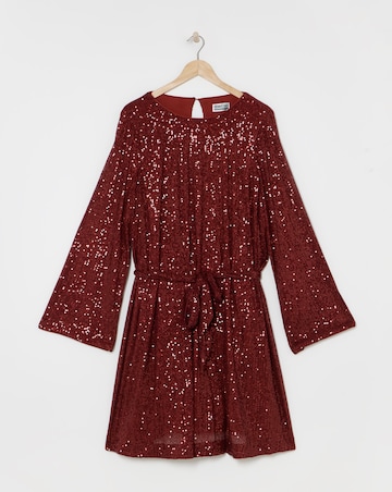 Wine Sequin Skater Dress