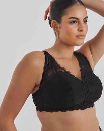 Pretty Secrets (2 Pack) Zip Front Fastening Lace Comfort Bras (B-F) Black/White