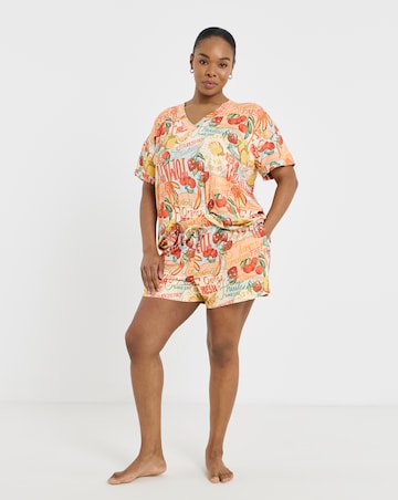Figleaves Fruit V-Neck Pyjama Shorts Set