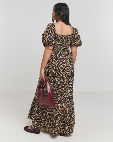 Leopard Print Poplin Maxi Dress