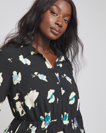 Animal Print Long Sleeve Smock Shirt Dress