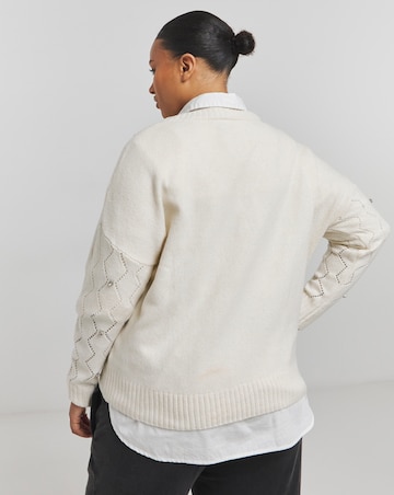 Cream Diamante Embellished Jumper