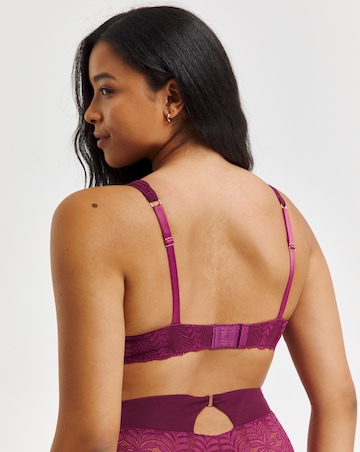 Figleaves Curve Opulence Lace Underwired Padded Plunge Bra B-F - Raspberry