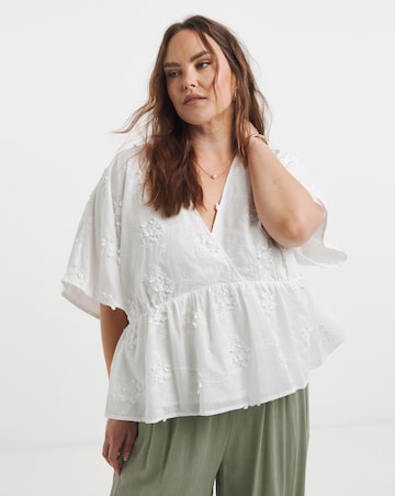 Simply Be Applique Cotton Floral Smock Blouse