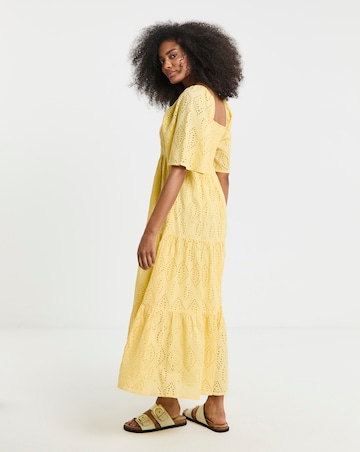 Simply Be Yellow Broderie Tiered Maxi Dress
