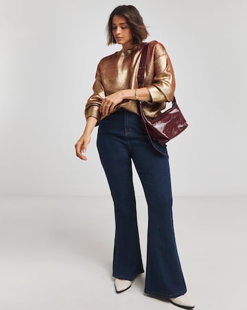 Simply Be X Twisted Wunder Gold Metallic Foil Jumper
