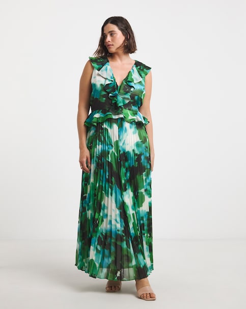 Joanna Hope Ruffle Pleated Dress