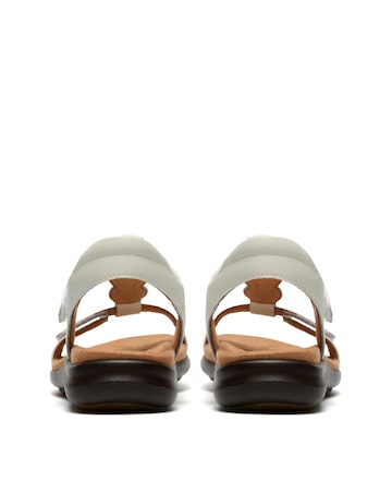 Clarks White Kitly Gem Leather Sandals - Wide Fit (E)