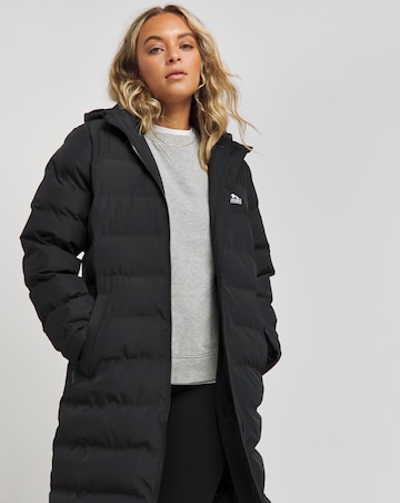 Snowdonia Black Showerproof Long Padded Jacket