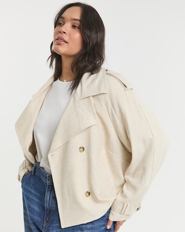 Simply Be Neutral Cropped Linen Trench