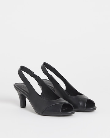 Swan Peep Toe Heeled Slingbacks - Extra Wide Fit (EEE)