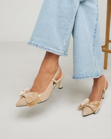 Jackie Oversized Bow Slingback Heeled Pointed Court Shoes Wide E Fit