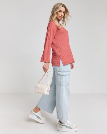 Terracotta Textured Flute Sleeve Top