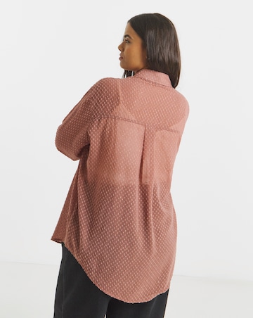 Simply Be Rose Textured Dobby Shirt with Pearl Detail