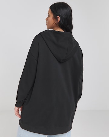 Black Core Zip Through Longline Hoodie