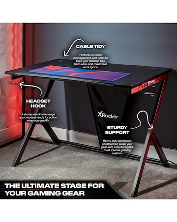 X Rocker Ocelot Gaming Desk with Mousepad - Carbon Black