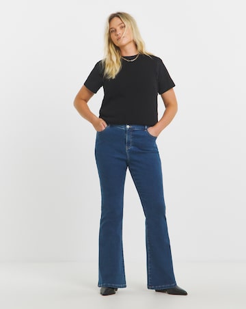 Indigo Fleece Lined Cosy Warm Feel Stretch Flare Leg Jeans