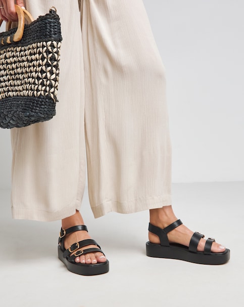 Simply Be Tokyo Multi Buckle Hardware Detail Sandals - Extra Wide Fit (EEE)
