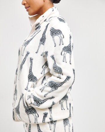 Chelsea Peers Giraffe Print Fleece Quarter Zip Pyjama Set