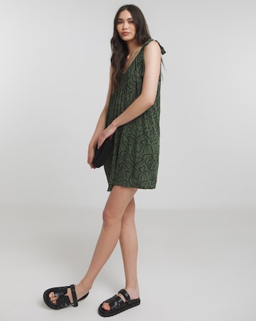 Khaki Print Tie Strap Crinkle Playsuit