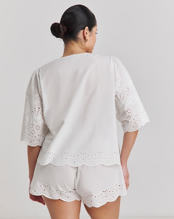 Simply Be Cotton Beach Broderie Shirt And Short Co-Ord Set